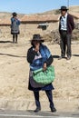 Unidentified indigenous native Quechua people at the local Tarabuco Sunday Market, Bolivia