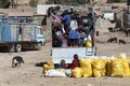 Unidentified indigenous native Quechua people in traditional clothing at the local Tarabuco Sunday Market, Bolivia