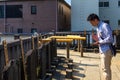 Unidentified Japanese male pay respect to 47 ronin grave