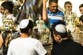 Unidentified jewish people on ceremony of Simhath Torah. Tel Aviv.