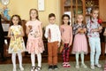Unidentified kids on musical training class in kindergarten in Moscow, 2021 Royalty Free Stock Photo