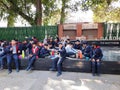 Unidentified local school students in park of the India gate