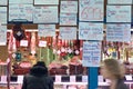 An unidentified man buying meat at a butcher Royalty Free Stock Photo