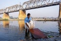 Unidentified man doing a laundry at Dhobi Ghat