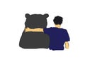 Unidentified man hug the big black bear