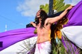 Unidentified man playing role, publicly reenacting on street of jesus christ`s crucifiction Royalty Free Stock Photo