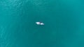 Unidentified man on sea Kayaker Aerial View.