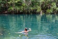 An unidentified man swimming at Berry Springs, a fresh water spring in the Northern Territory