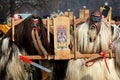 Unidentified man in traditional Kukeri costume is seen at the Festival of the Masquerade Games Kukerlandia in Yambol, Bulgaria