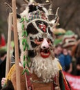 Unidentified man in traditional Kukeri costume is seen at the Festival of the Masquerade Games Kukerlandia in Yambol, Bulgaria