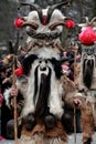 Unidentified man in traditional Kukeri costume is seen at the Festival of the Masquerade Games Kukerlandia in Yambol, Bulgaria