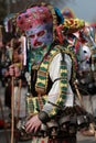 Unidentified man in traditional Kukeri costume is seen at the Festival of the Masquerade Games Kukerlandia in Yambol, Bulgaria