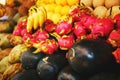 Unidentified man woman at his fruit and or vegetables shop in the main market of the city, in south of India, Asia Royalty Free Stock Photo