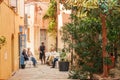 Unidentified men in the Small street at Saint Tropez, France