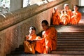 An unidentified monks teaching young novice monks