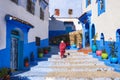 Beautiful street of blue medina in city Chefchaouen,  Morocco, Africa Royalty Free Stock Photo