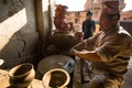 Unidentified Nepalese man working in the his pottery workshop Royalty Free Stock Photo