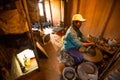 Unidentified Nepalese man working in the his pottery workshop. Royalty Free Stock Photo