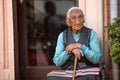 Unidentified old woman near Boudhanath Royalty Free Stock Photo