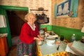 Unidentified old woman Veps - small Finno-Ugric people living on territory of Leningrad region in Russia Royalty Free Stock Photo