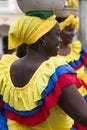 Palenquera, fruit seller lady on the street of Cartagena, Colombia