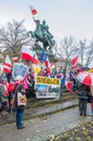 Unidentified participants celebrating National Independence Day at Jan III Sobieski Monument in Gdansk in Poland. Royalty Free Stock Photo