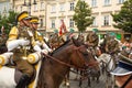 Unidentified participants feast of the Polish cavalry in historical city center