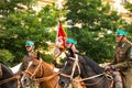 Unidentified participants feast of the Polish cavalry in historical city center
