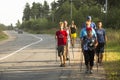 Unidentified participants during of local competitions in Nordic walking devoted to the Day of Health.