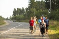 Unidentified participants during of local competitions in Nordic walking.