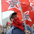 Unidentified participants marsh leftist in the center city.