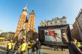 Unidentified participants protests against abortion on Main Market Square near Church of Our Lady Assumed into Heaven