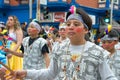 Unidentified participants in the 45th annual Carnaval Grand Parade in San Francisco, CA