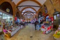 EDIRNE, TURKEY - 6 May 2018. Unidentified peolple at Selimiye Arasta Bazaar which is beside Selimiye Mosque in Edirne.