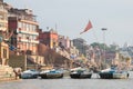 Unidentified people on the banks of the Ganges river