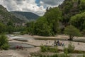 Unidentified people on the banks of the Tarn River, Sainte-Enimie, Occitania, France