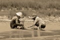 Unidentified people fishing in the Tonle sap River Royalty Free Stock Photo