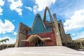 Unidentified people in front of basilica La Altagracia Church in Higuey, Dominican Republic