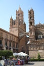Unidentified People in front of Palermo Cathedral. Sicily. Italy Royalty Free Stock Photo