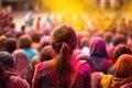 Unidentified people at Holi festival in Kolkata, West Bengal. Holi is one of the biggest festivals in India, Indian people rear Royalty Free Stock Photo