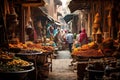 Unidentified people at the market in Mumbai, India, AI Generated