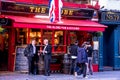 Unidentified people near small pub at Covent Garden neighborhood, London. Royalty Free Stock Photo