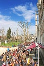 Unidentified people stand in line in Blue mosque