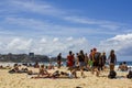 People sunbathe at beach