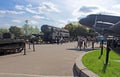 Unidentified people in Ukrainian State Museum of the Great Patriotic War with exposed planes