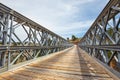 Unidentified people visit famous truss bridge over Aradena Gorge on Crete Island, Greece Royalty Free Stock Photo