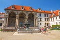 Unidentified people visit Wallenstein Palace currently the home of the Czech Senate
