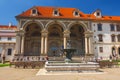 Unidentified people visit Wallenstein Palace currently the home of the Czech Senate