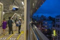 Unidentified people waiting for Yui Rail or Okinawa Urban Monorail in Okinawa, Japan Royalty Free Stock Photo