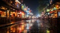 Unidentified people walking in Bangkok old town at night